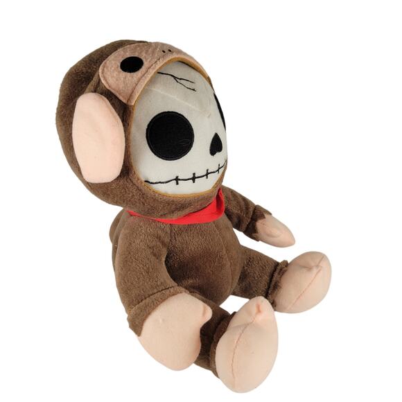 Fiesta Furrybones Plush Monkey Skeleton 9" Brown Red Scarf Stuffed Animal Toy - Picture 7 of 16